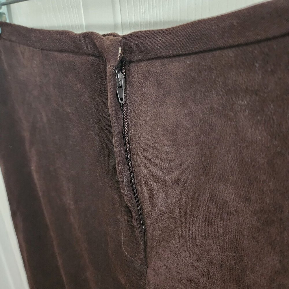 IVY Women's Long Stretch Maxi Pencil Skirt Suede Brown Retro 90's Goth Size 8 - Picture 3 of 10